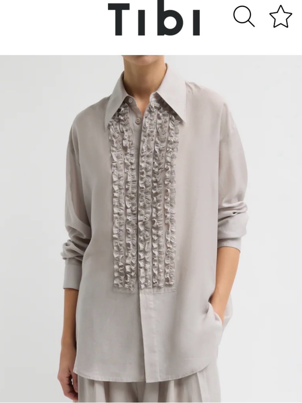 Tibi silk voile tuxedo easy shirt
